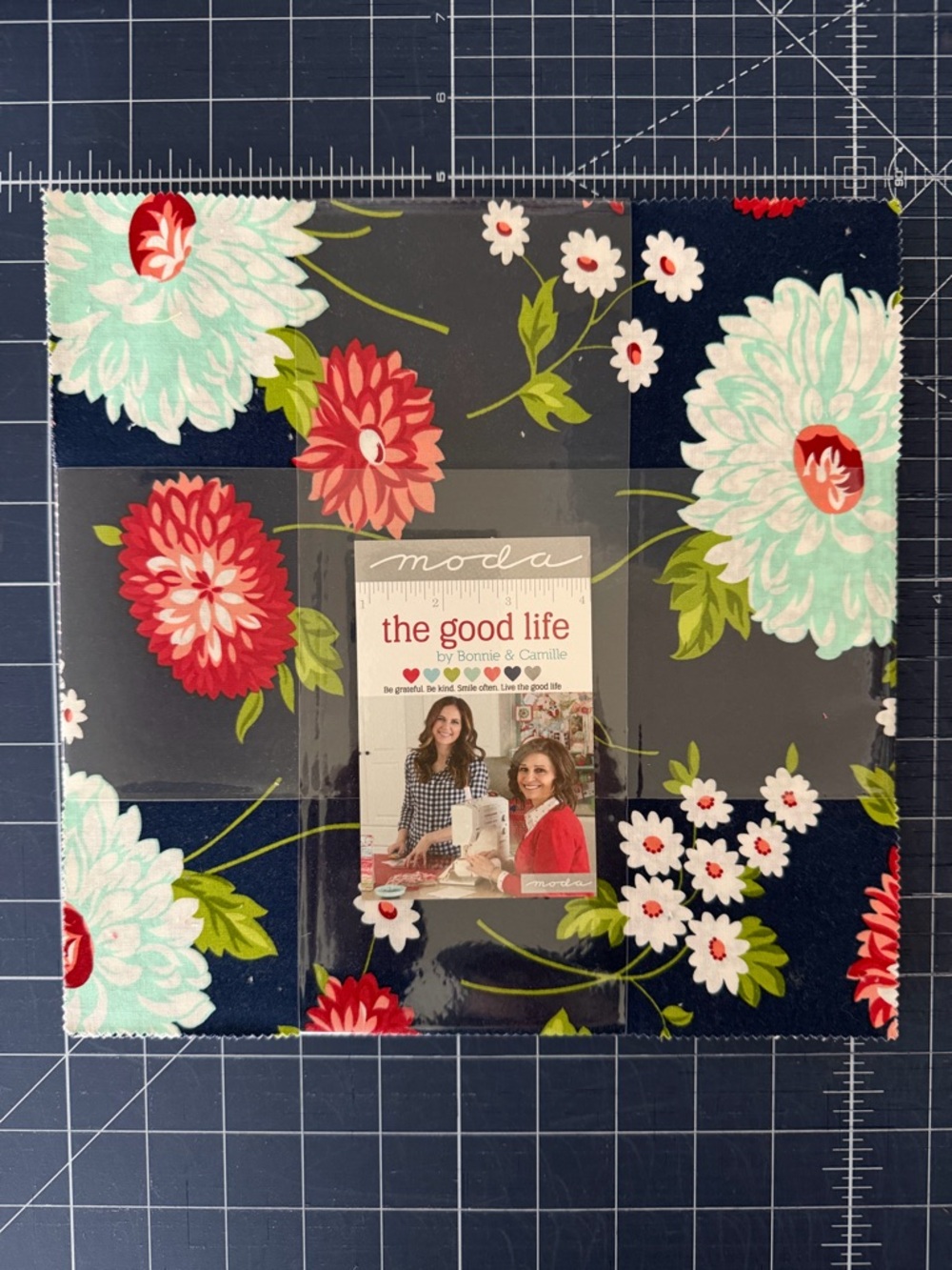 Moda Navy Floral Fabric Pack with Mint and Red Accents